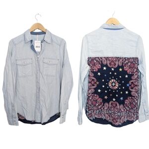Free Peopleb NWT Patchwork Denim Shirt
